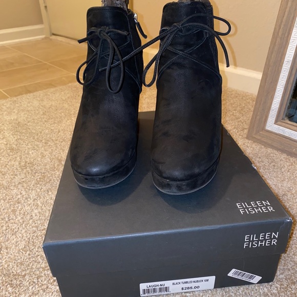 Eileen Fisher Laugh Flatform Bootie in Suede SZ 10 - Picture 3 of 7